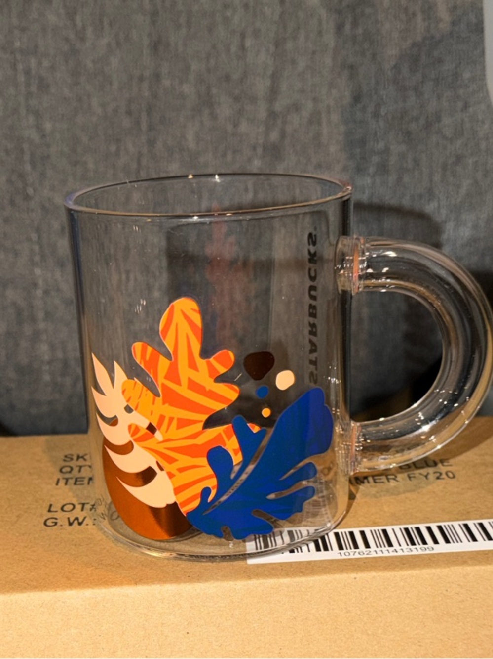 Glass Mug Coral Blue